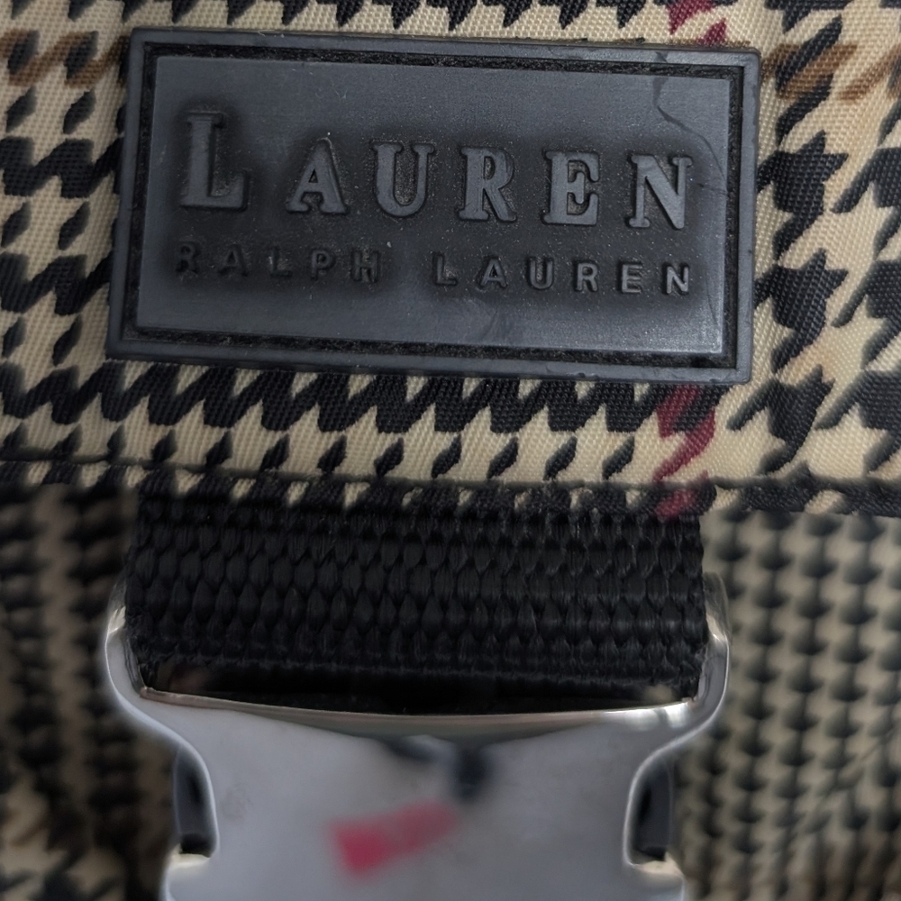 Lauren Ralph Lauren Tan Black Houndstooth Plaid Shoulder Bag Y2K Small Classic - Picture 3 of 14